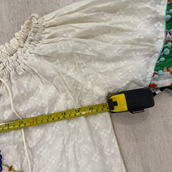 Embroidered Cream and Green Mini Dress - Picture 7 of 7